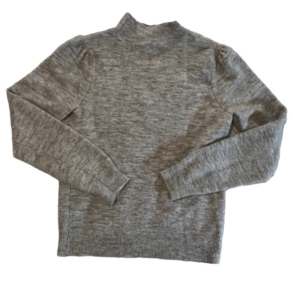 A Loves A Wool Blend Mock Neck Long sleeve Pleated Puff Shoulder S Gray - Picture 3 of 11